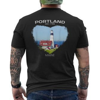 Portland Me Maine Portland Head Light Fort Williams Park Men's T-shirt Back Print - Monsterry CA