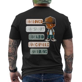 Positive Affirmations For African American Boys Men's T-shirt Back Print - Monsterry DE