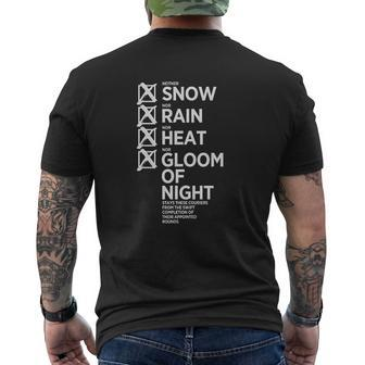 Postal Service Motto Snow Rain Heat Gloom Of Night V2 Mens Back Print T-shirt - Thegiftio UK
