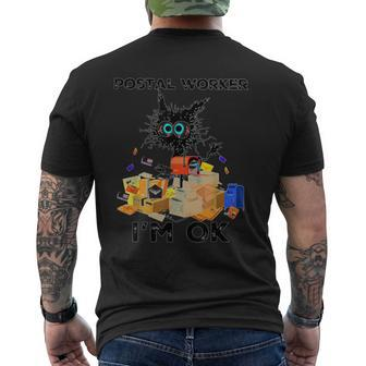 Postal Worker I'm Ok Cat Men's T-shirt Back Print - Monsterry