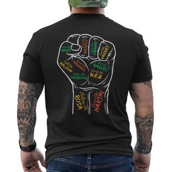 Power Fist Hand Inspiring Black Leaders Black History Men's T-shirt Back Print - Seseable