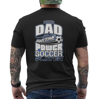 Power Soccer Proud Dad Soccer Player Mens Back Print T-shirt | Mazezy