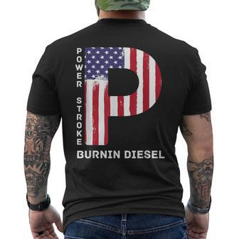 Power Stroke Diesel Car T Power Stroke Flag Men's T-shirt Back Print - Monsterry