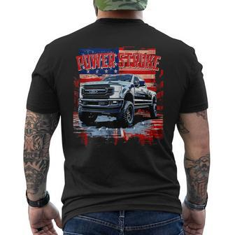 Powerstroke Patriotic Truck American Flag New Body Style Men's T-shirt Back Print - Monsterry UK