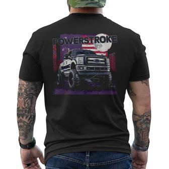 Powerstroke Single Cab Truck American Flag New Body Style Men's T-shirt Back Print - Monsterry UK