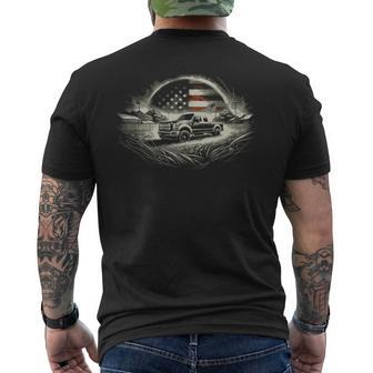 Powerstroke Turbo Diesell Truck American Flag Rolling Coal Men's T-shirt Back Print - Monsterry UK