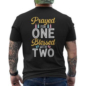 Prayed For One Blessed With Two Twin Siblings Twin Parents Men's T-shirt Back Print - Monsterry DE
