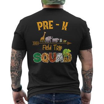Pre-K Zoo Field Trip Squad Jungle Safari Animal Lover Team Men's T-shirt Back Print - Seseable