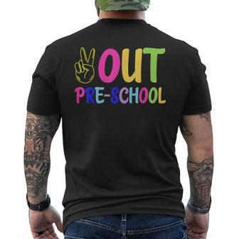 Out Pre-School Peace Sign Last Day Of School Tie Dye Men's T-shirt Back Print - Monsterry CA