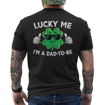 Pregnancy Announcement St Patrick's Day Lucky Me Dad To Be Men's T-shirt Back Print - Monsterry