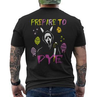 Prepare To Dye Ghost Bunny And Eggs Horror Easter Day Men's T-shirt Back Print - Seseable