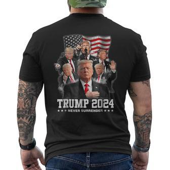 President Donald J Trump 2024 Never Surrender Men's T-shirt Back Print - Seseable