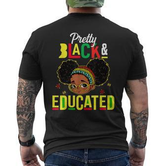 Pretty Black & Educated African American Black History Girls Men's T-shirt Back Print - Seseable