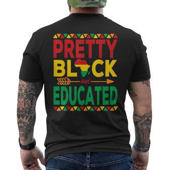 Pretty Black And Educated Black Strong African American Men's T-shirt Back Print - Seseable