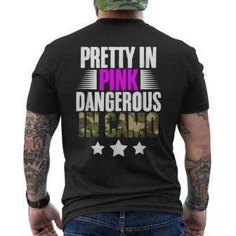 Pretty Pink Dangerous In Camo Hunting Hobby Men's T-shirt Back Print | Mazezy