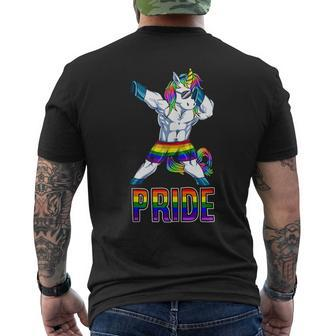 Pride Lgbt Bodybuilding Unicorn Muscle Lesbian Gay Men's T-shirt Back Print - Monsterry UK