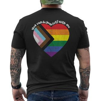 Pride Safe Space Heart Lgbtq You Can Be Yourself With Me Men's T-shirt Back Print - Monsterry AU