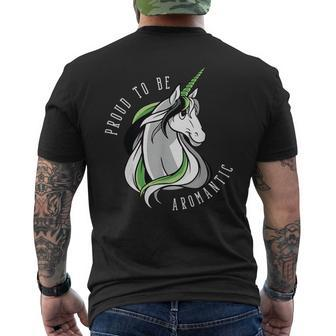 Pride Unicorn Aromantic Flag Men's T-shirt Back Print - Monsterry AU