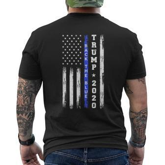 Pro Trump Back The Blue Thin Blue Line American Flag Police Men's T-shirt Back Print - Monsterry CA