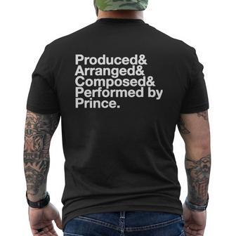 Produced &AmpAmp Arranged &AmpAmp Composed &AmpAmp Performed By Prince T-Shirt Mens Back Print T-shirt - Thegiftio UK