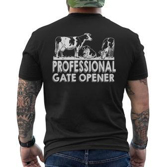 Professional Gate Opener Cow Lover Farmer Farming Men's T-shirt Back Print - Monsterry DE