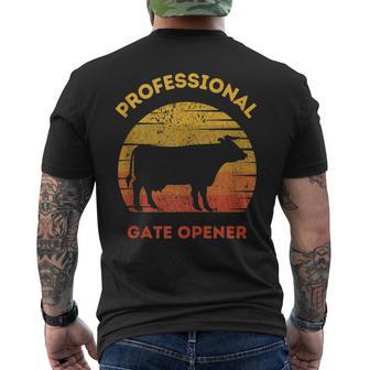 Professional Gate Opener Farmer Cool Cows Men's T-shirt Back Print - Monsterry