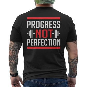 Progress Not Perfection Gym Fitness Apparel Clothing Men's T-shirt Back Print - Monsterry