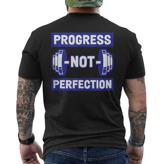 Progress Not Perfection Weightlifting Workout Exercise Gym Men's T-shirt Back Print - Monsterry AU