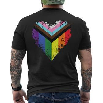 Progressive Pride Flag Heart Lgbtq For Lgbt Lesbian Gay Men's T-shirt Back Print - Monsterry CA
