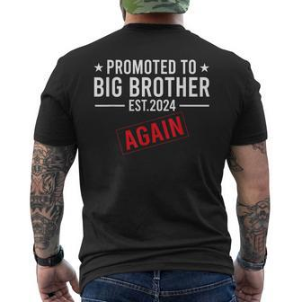 Promoted To Big Brother Again 2024 Baby Announcement Sibling Men's T-shirt Back Print | Seseable CA