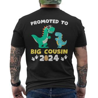 Promoted To Big Cousin 2024 Dinosaur T-Rex Pregnancy Reveal Men's T-shirt Back Print - Seseable