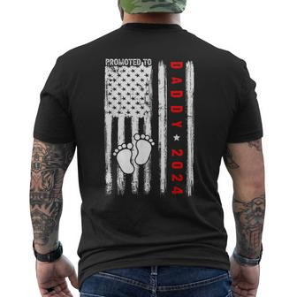 Promoted To Daddy 2024 Patriotic American Flag Fathers Day Men's T-shirt Back Print - Thegiftio UK