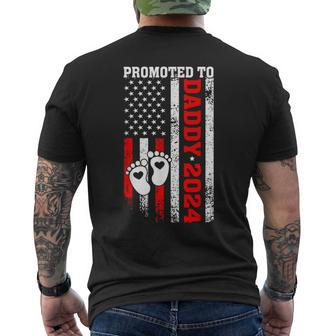 Promoted To Daddy 2024 Us American Flag New Dad First Time Men's T-shirt Back Print - Monsterry