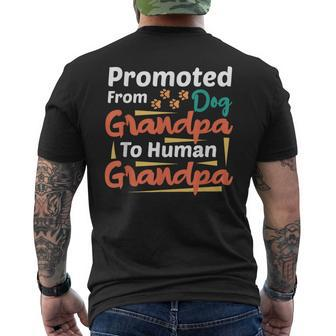 Promoted From Dog Grandpa To Human Grandpa Father's Day Men's T-shirt Back Print - Monsterry