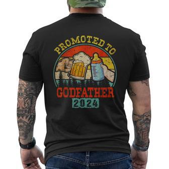 Promoted To Godfather Est 2024 First Time Daddy Father's Day Men's T-shirt Back Print | Seseable CA