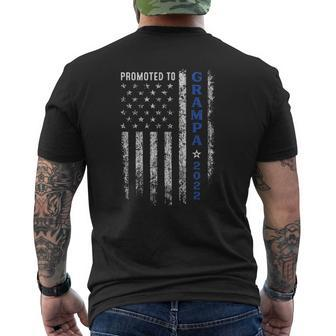 Promoted To Grampa Est 2022 Thin Blue Line American Grandpa Mens Back Print T-shirt | Mazezy DE