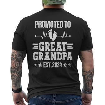 Promoted To Grandpa Est 2024 Great Grandfather Fathers Day Men's T-shirt Back Print - Thegiftio UK