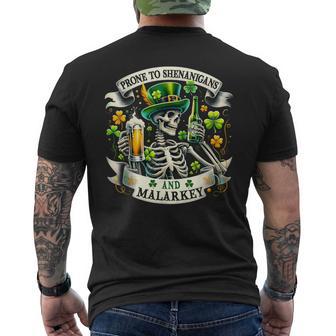 Prone To Shenanigans And Malarkey St Patrick's Day Men's T-shirt Back Print - Monsterry UK