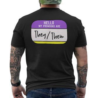 My Pronouns Are They Them Gender Nonbinary Pride Lgbt Men's T-shirt Back Print - Monsterry