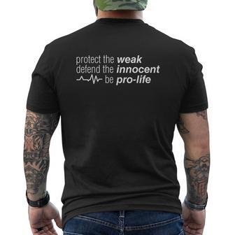 Protect The Weak Defend The Innocent March For Life Mens Back Print T-shirt - Thegiftio UK