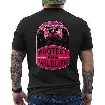 Protect The Wildlife Mothman Vintage Cryptid Men's T-shirt Back Print | Mazezy