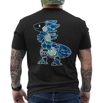 Protogen Furry Fursuit Fursona Blue Sea Pattern T-Shirt mit Rückendruck - Seseable