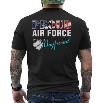 Proud Air Force Boyfriend With American Flag Veteran Mens Back Print T-shirt | Mazezy AU