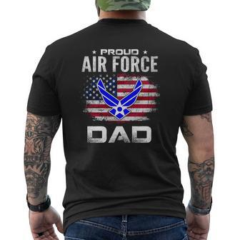 Proud Air Force Dad With American Flag Veteran Mens Back Print T-shirt | Mazezy