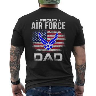 Proud Air Force Dad With American Flag Veteran Men's T-shirt Back Print - Monsterry CA