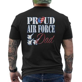 Proud Air Force Dad Us Heart Military Father's Day Men Mens Back Print T-shirt | Mazezy