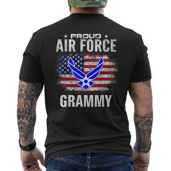 Proud Air Force Grammy With American Flag For Veteran Men's T-shirt Back Print - Monsterry
