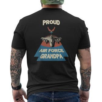 Proud Air Force Grandpa Vintage Military Family Veterans Mens Back Print T-shirt | Mazezy UK