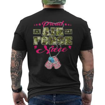 Proud Air Force Niece Camo Us Flag Dog Tag Military Family Men's T-shirt Back Print - Monsterry DE