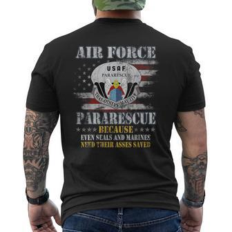 Proud Air Force Pararescue Veteran Vintage Flag Veterans Day Men's T-shirt Back Print - Monsterry